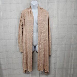 Acrobat Cardigan Pink Gold Metallic  Sweater Hi-Low Silk Wool Boho OSFA